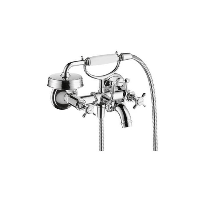 Axor Montreux 2-Handle Wall-Mounted Tub Filler with Cross Handles and 1.8 GPM Handshower in Chrome