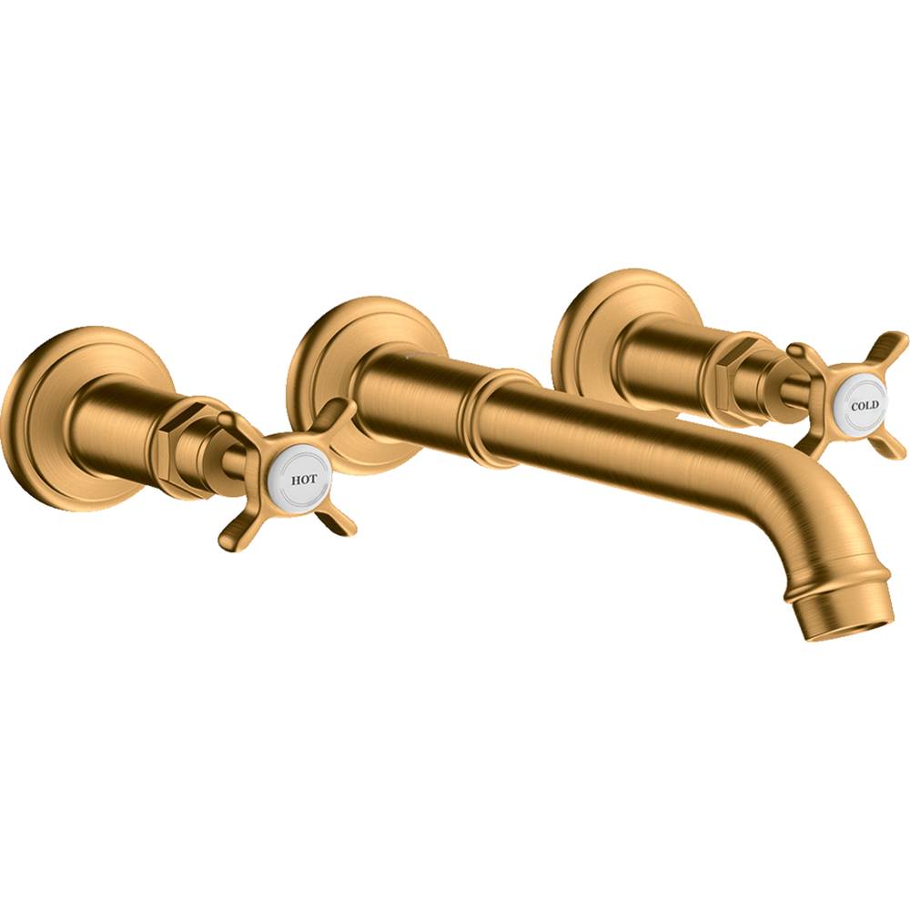Axor Montreux Wall-Mounted Widespread Faucet Trim with Cross Handles, 1.2 GPM in Brushed Gold Optic