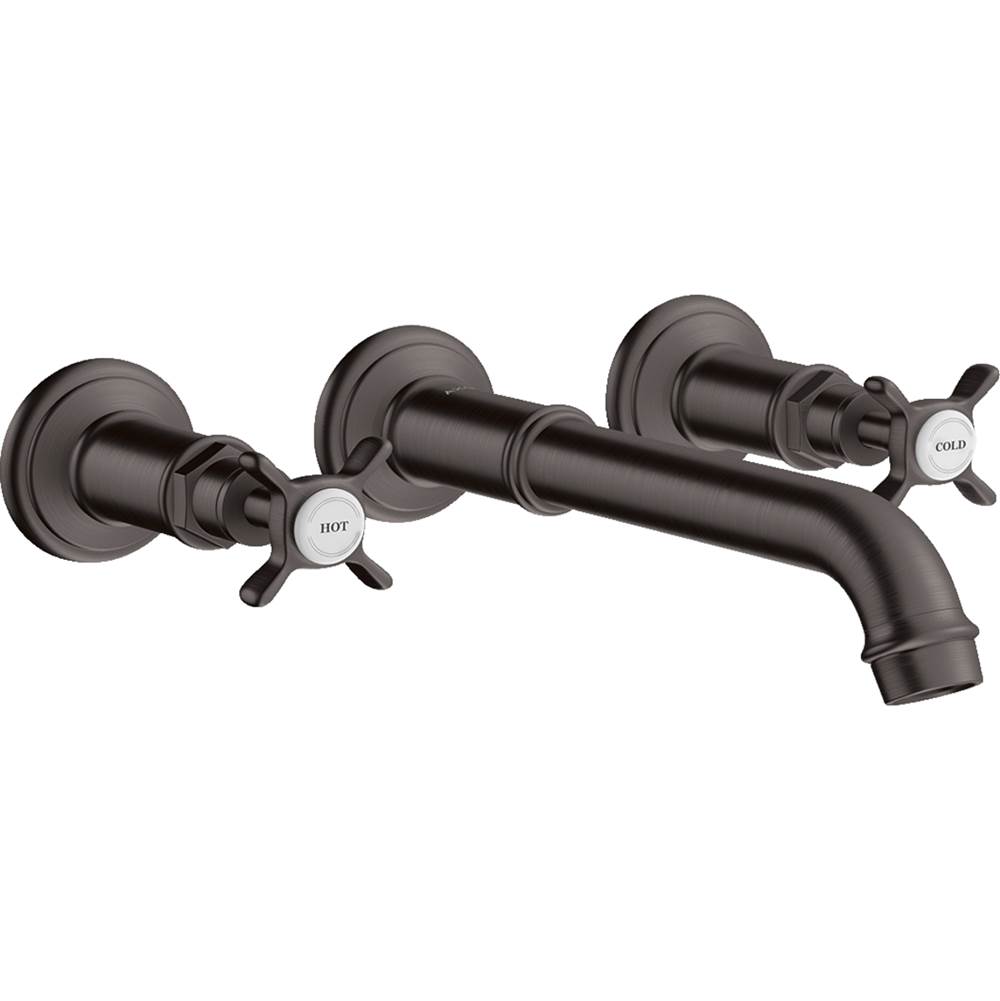 Axor Montreux Wall-Mounted Widespread Faucet Trim with Cross Handles, 1.2 GPM in Brushed Black Chrome