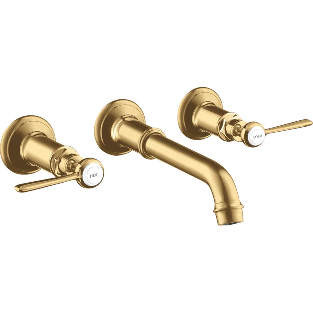 Axor Montreux Wall-Mounted Widespread Faucet Trim with Lever Handles, 1.2 GPM in Brushed Gold Optic