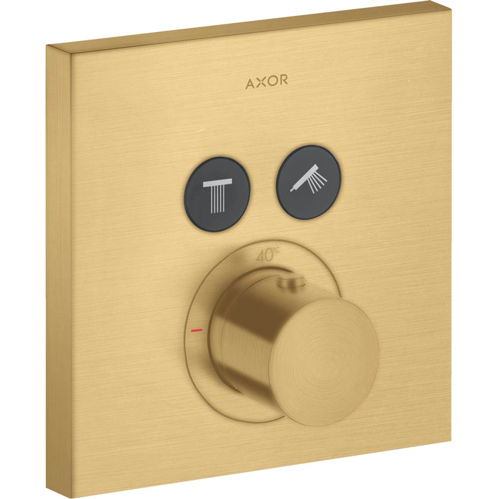 Axor ShowerSelect Thermostatic Trim Square for 2 Functions in Brushed Gold Optic