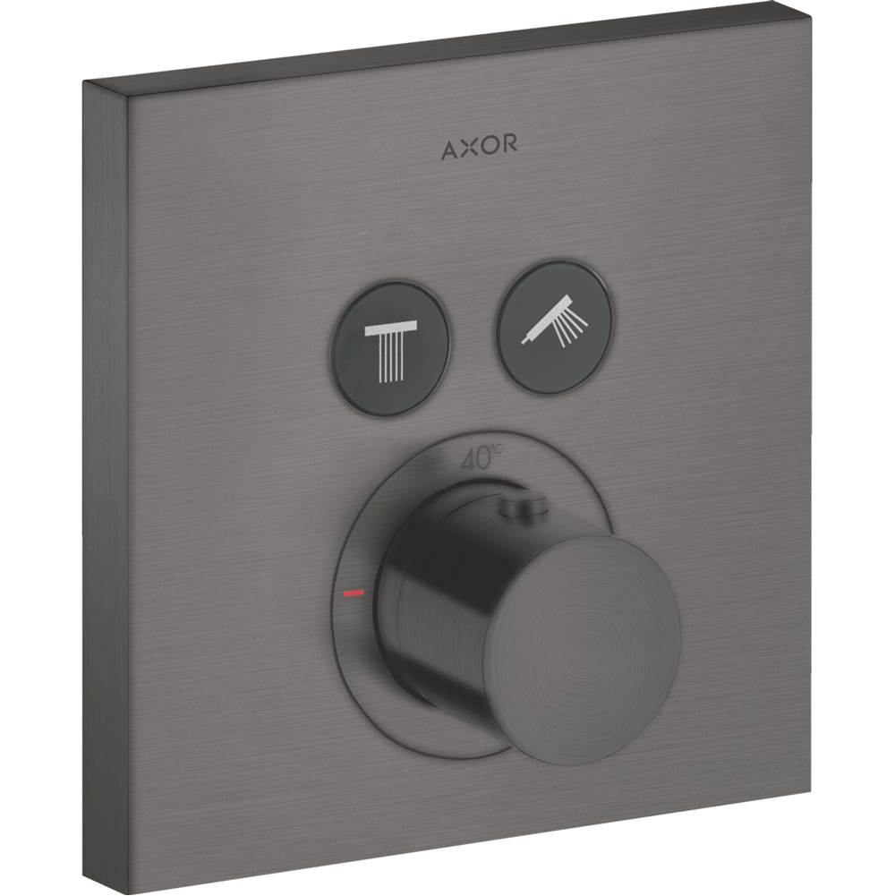 Axor ShowerSelect Thermostatic Trim Square for 2 Functions in Brushed Black Chrome