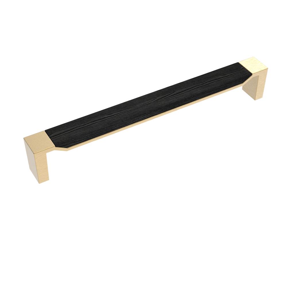 Belwith Keeler Fuse Collection Appliance Pull 12 Inch Center to Center Brushed Golden Brass with Black Wood Finish
