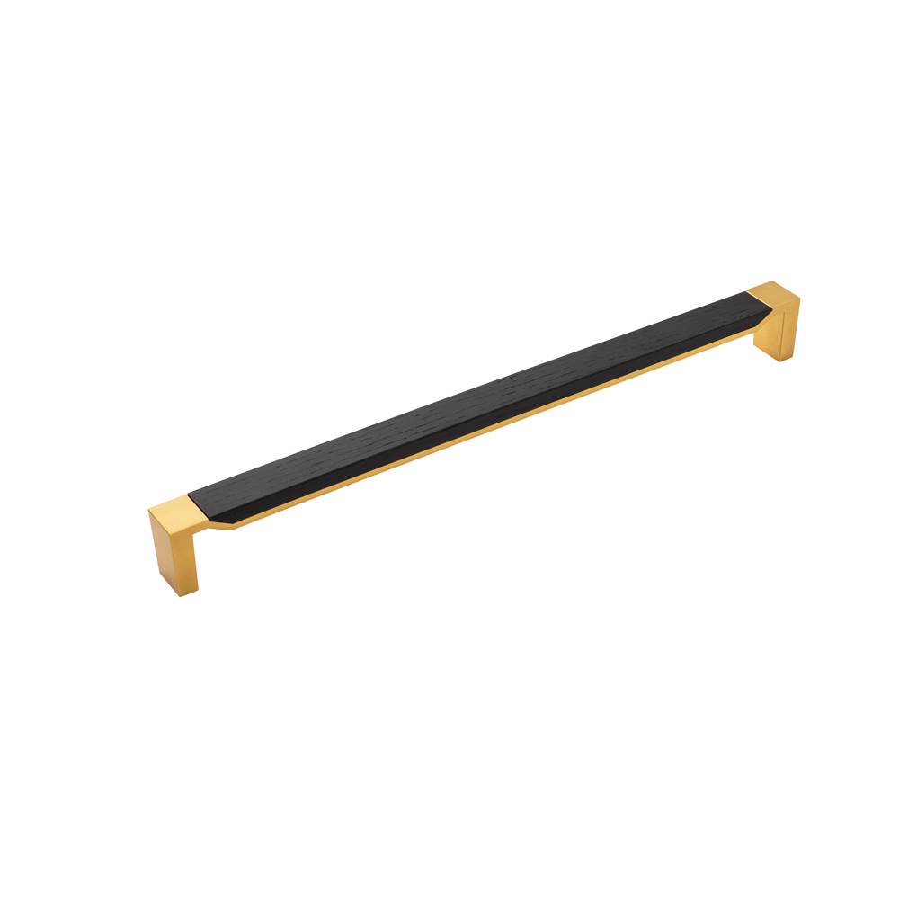 Belwith Keeler Fuse Collection Appliance Pull 18 Inch Center to Center Brushed Golden Brass with Black Wood Finish