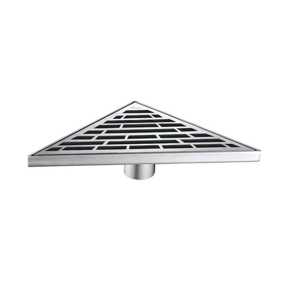 Dawn Shower triangle drain--14G, 304type stainless steel, polished, satin finish: 14''Lx10''Wx3-1/8''D
