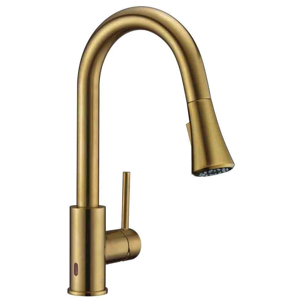 Dawn Single-lever pull down  and Sensor spray kitchen faucet, Matte Gold