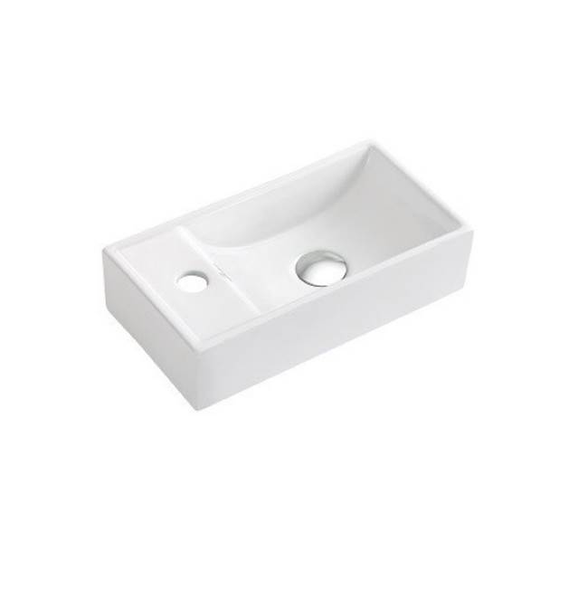 Dawn Wall Mount Ceramic Sink (faucet hole on left): 16-1/8''L x 8-1/2''W x 4-1/8''D