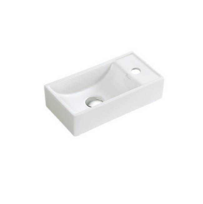 Dawn Wall Mount Ceramic Sink (faucet hole on right): 16-1/8''L x 8-1/2''W x 4-1/8''D
