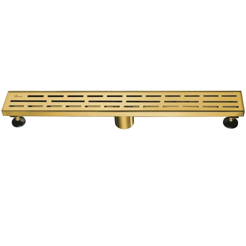 Dawn Shower linear drain---14G, 304type stainless steel, matte gold finish: 24''Lx3''Wx3-1/8''D
