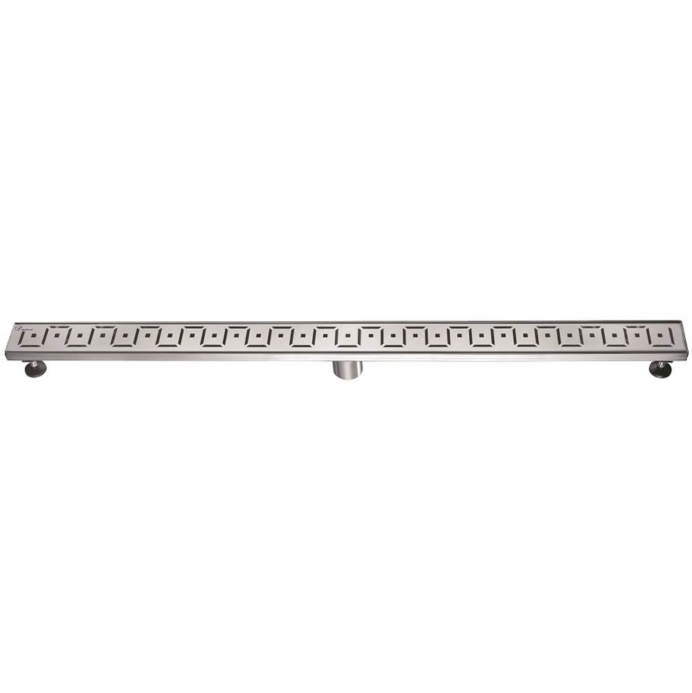 Dawn Shower linear drain--14G, 304type stainless steel, polished, satin finish: 47''L x 3''W x 3-1/8''D