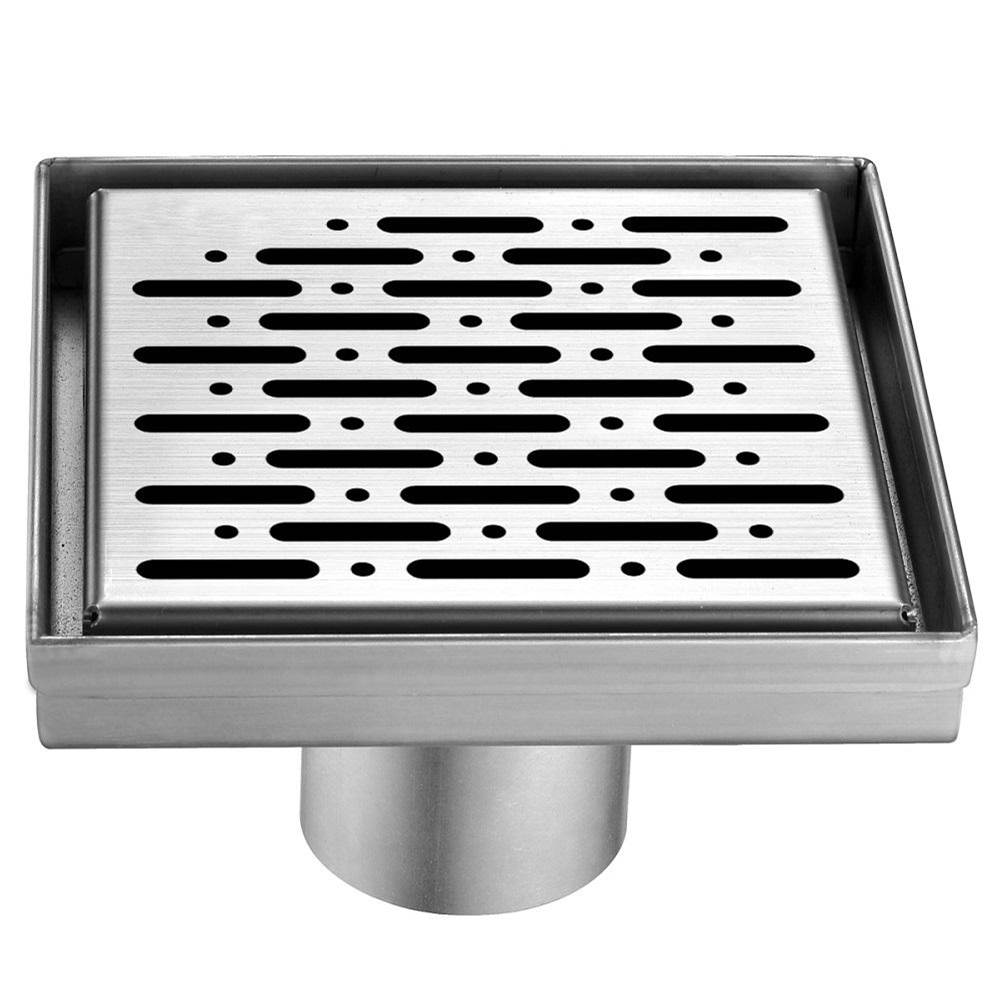 Dawn Shower square drain--14G, 304type stainless steel, polished, satin finish: 5''Lx5''Wx3''D
