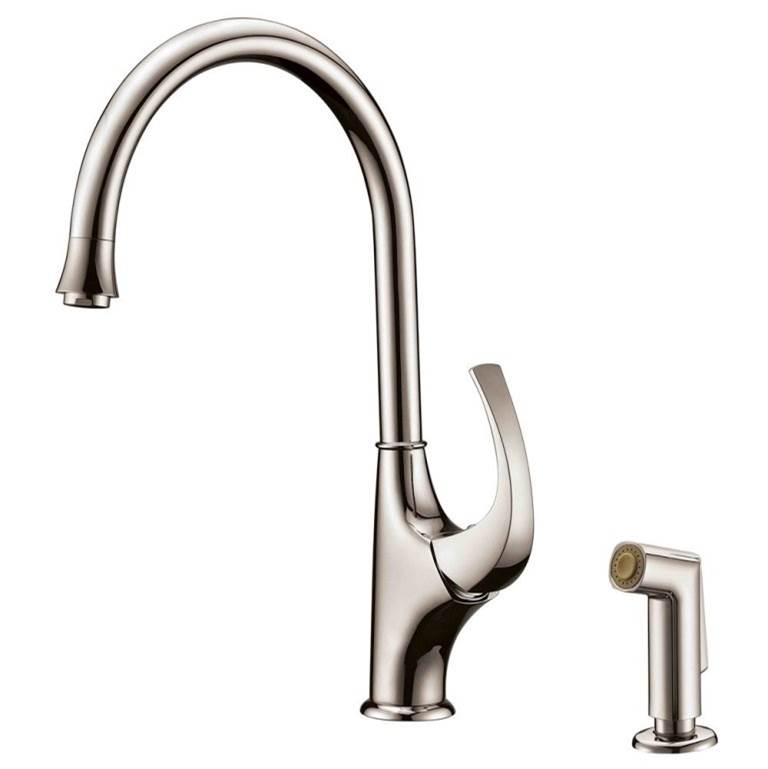 Dawn Single-lever kitchen faucet with side-spray, Brushed Nickel
