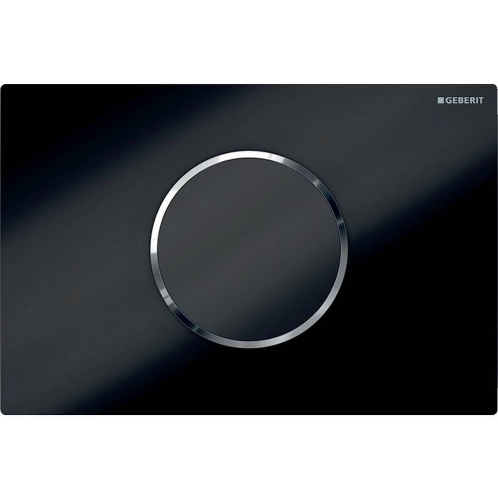 Geberit Wc Flush Control With Electronic Flush Actuation, Battery Operation, Dual Flush, Sigma10 Actuator Plate, Automatic/Touchless Black, Bright Chrome