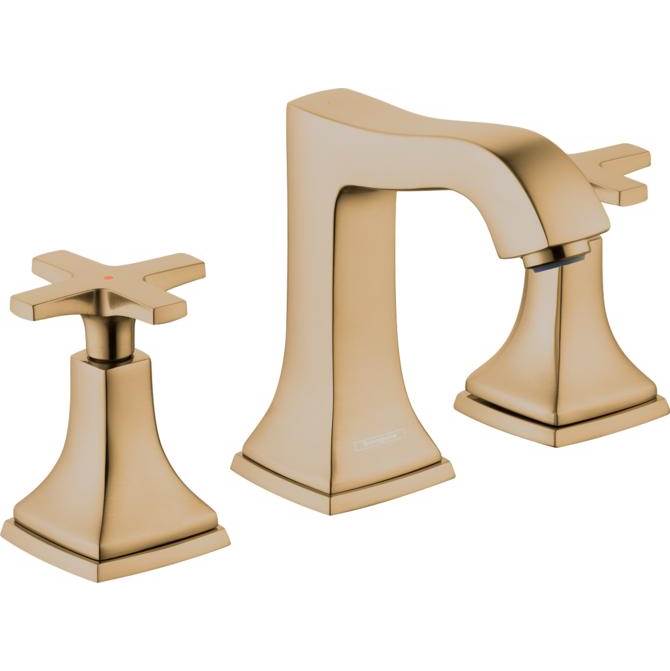 Hansgrohe Metropol Classic Widespread Faucet 110 with Cross Handles and Pop-Up Drain, 1.2 GPM in Brushed Bronze