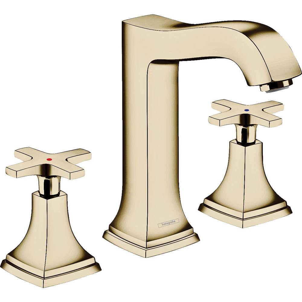 Hansgrohe Metropol Classic Widespread Faucet 160 with Cross Handles and Pop-Up Drain, 1.2 GPM in Polished Nickel
