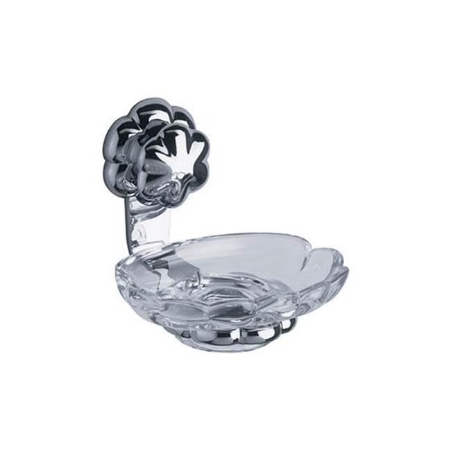 Joerger Florale Crystal Soap Dish Holder, Complete, Polished Chrome With Clear Crystal