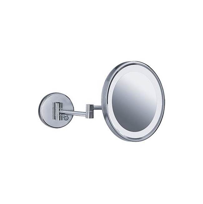 Joerger Polished Nickel Wall-Mount Makeup/Shaving Mirror With Integrated Led Lighting