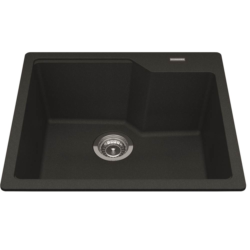 Kindred Granite Series 22.06-in LR x 19.69-in FB x 9.06-in DP Drop In Single Bowl Granite Kitchen Sink, MGSM2022-9ONN