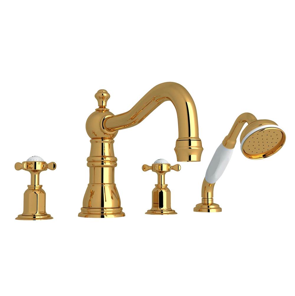 Rohl Edwardian™ 4-Hole Deck Mount Tub Filler With Column Spout
