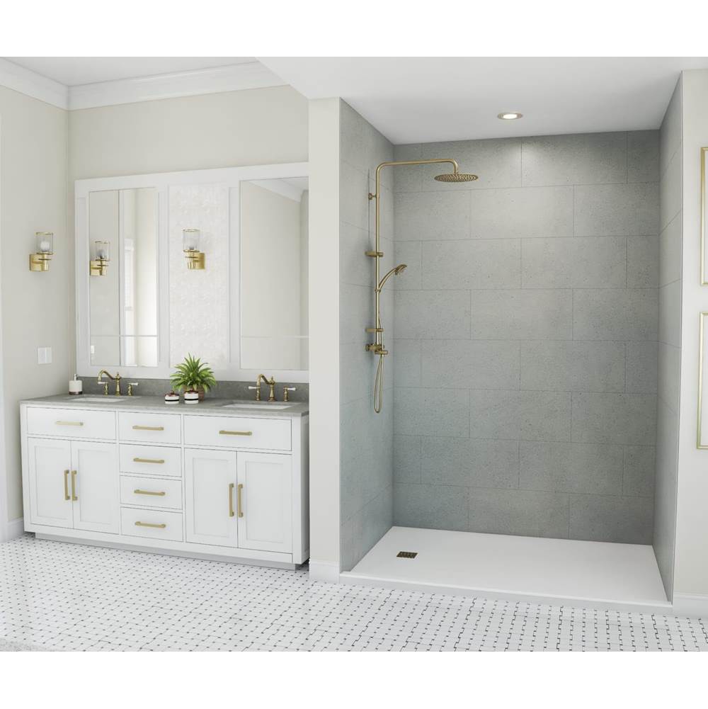 Swan TSMK96-4262 42 x 62 x 96 Swanstone® Traditional Subway Tile Glue up Shower Wall Kit in Ash Gray