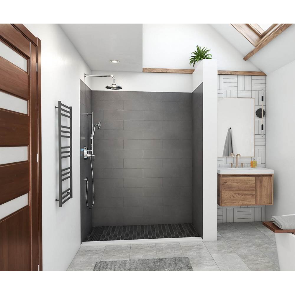 Swan MSMK84-3462 34 x 62 x 84 Swanstone® Modern Subway Tile Glue up Shower Wall Kit in Charcoal Gray