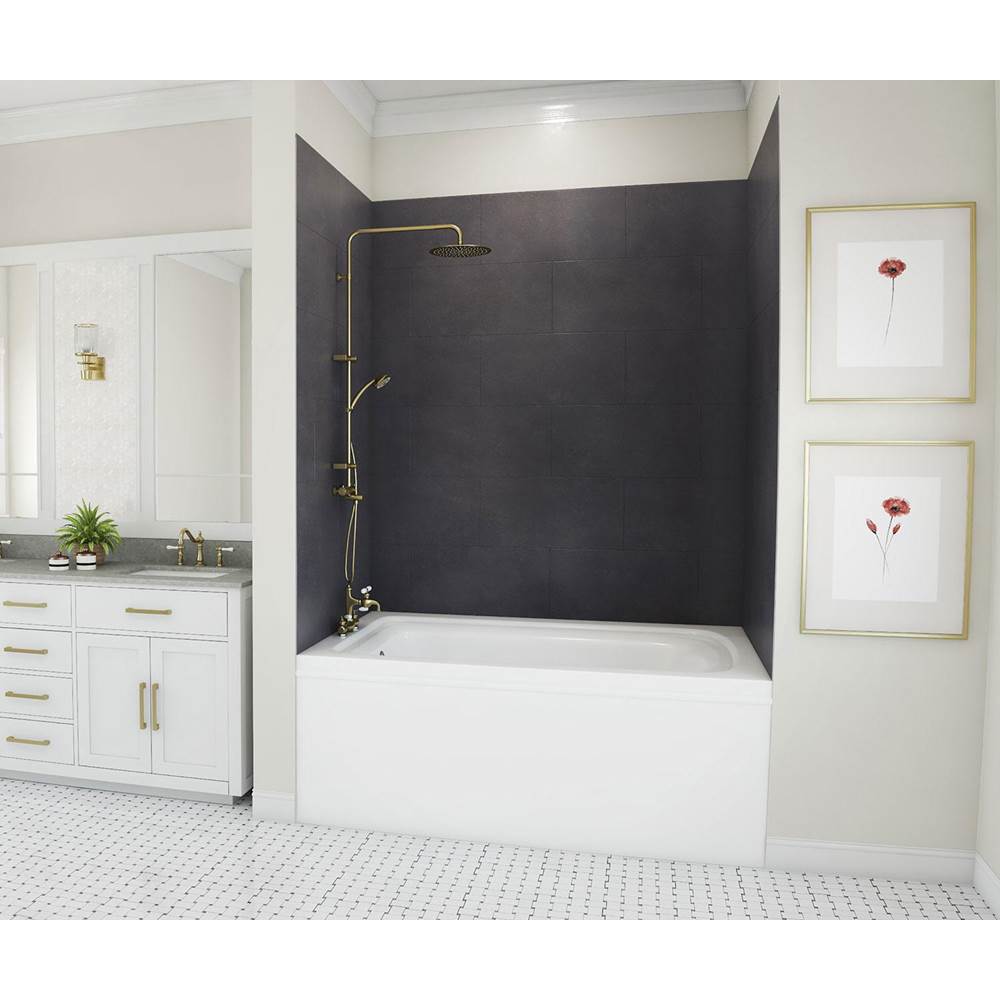 Swan TSMK72-3062 30 x 62 x 72 Swanstone® Traditional Subway Tile Glue up Tub Wall Kit in Charcoal Gray