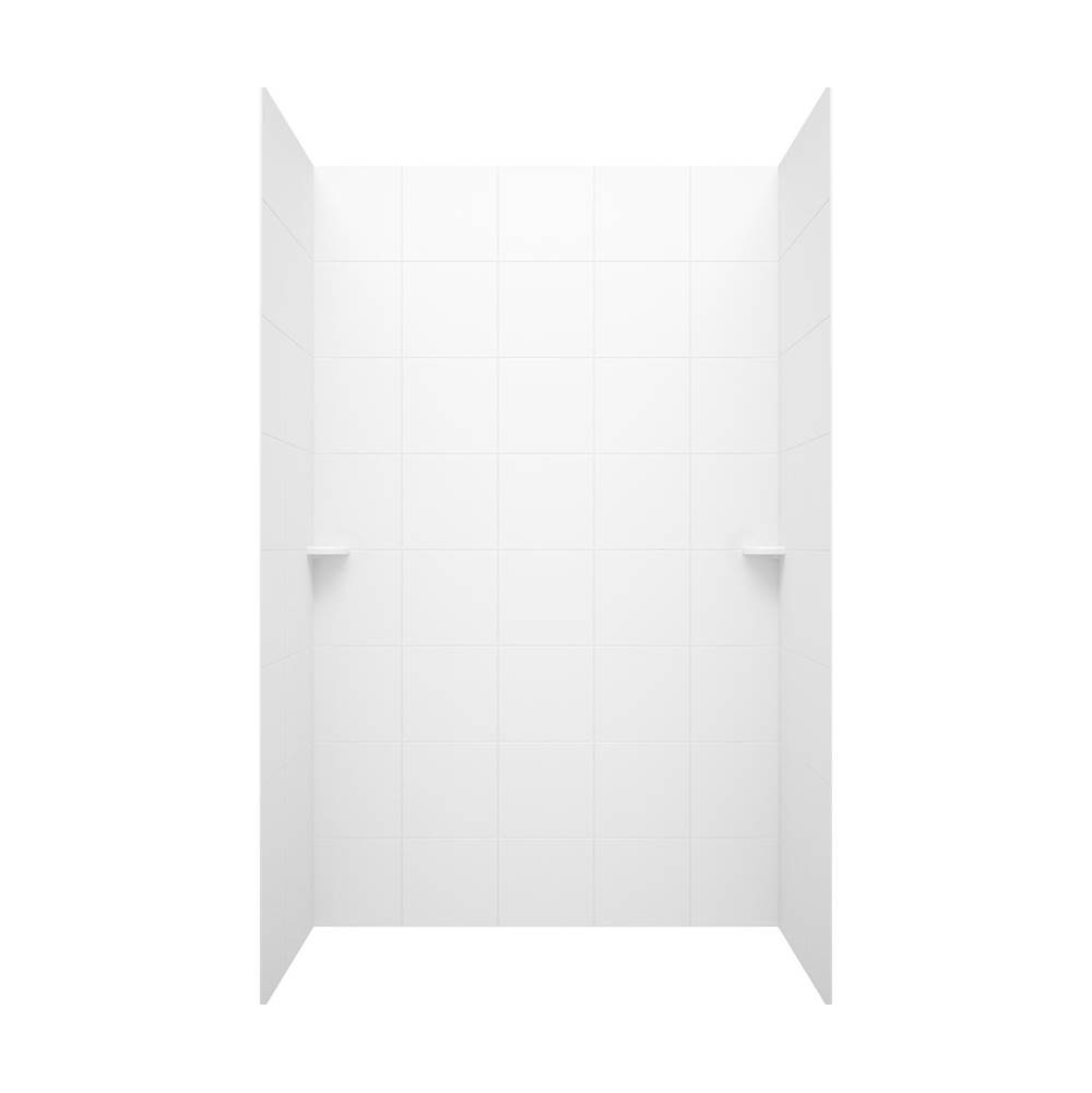 Swan SQMK72-3662 36 x 62 x 72 Swanstone® Square Tile Glue up Tub Wall Kit in White