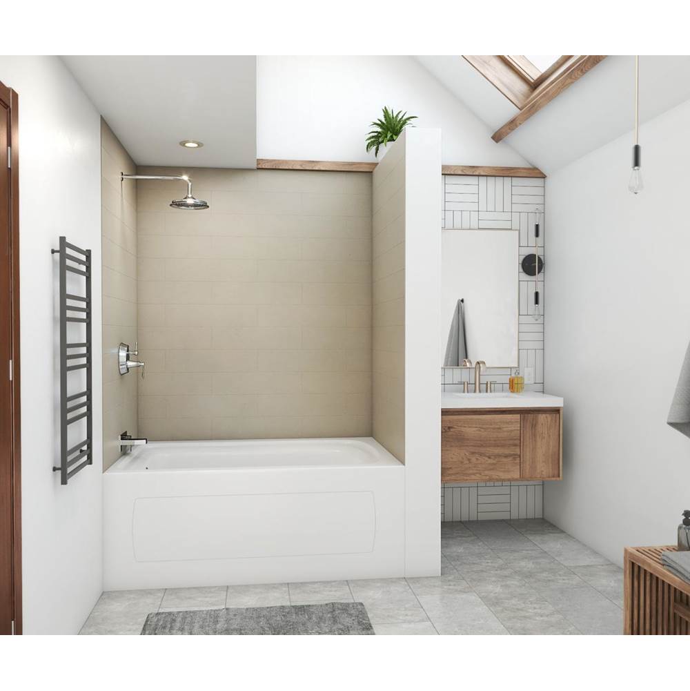 Swan MSMK72-4262 42 x 62 x 72 Swanstone® Modern Subway Tile Glue up Bathtub and Shower Wall Kit in Limestone