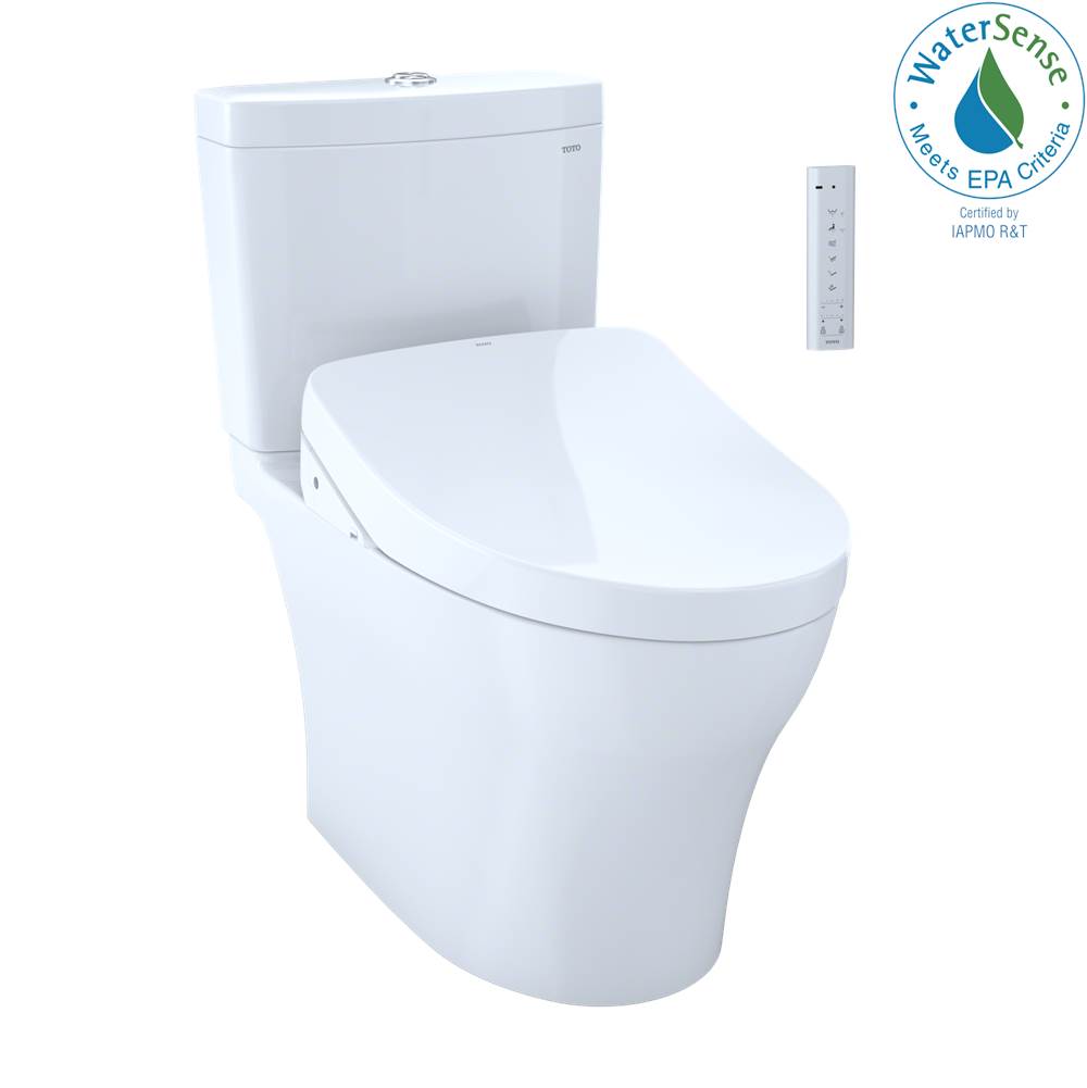 TOTO WASHLET®+ Aquia® IV Two-Piece Elongated Dual Flush 1.28 and 0.8 GPF Toilet with Auto Flush S500e Bidet Seat, Cotton White