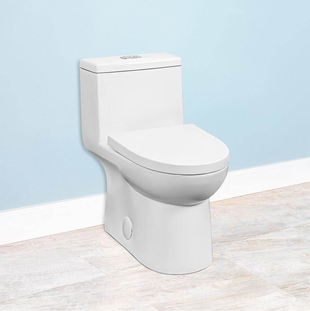 Winfield Products Skirted Elong One-Piece Toilet Top Push Button 12'' Rough-In w/ Slow Close Seat/Wax Ring/Bolt Set