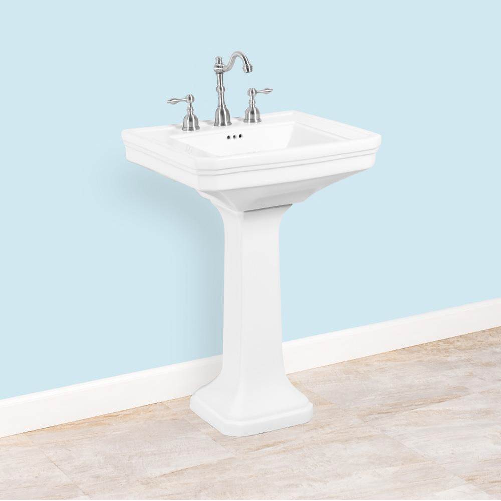 Winfield Products Rectangle Pedestal Lav 24''x18 3/4''x34'' 8'' Punching 3 Faucet Holes