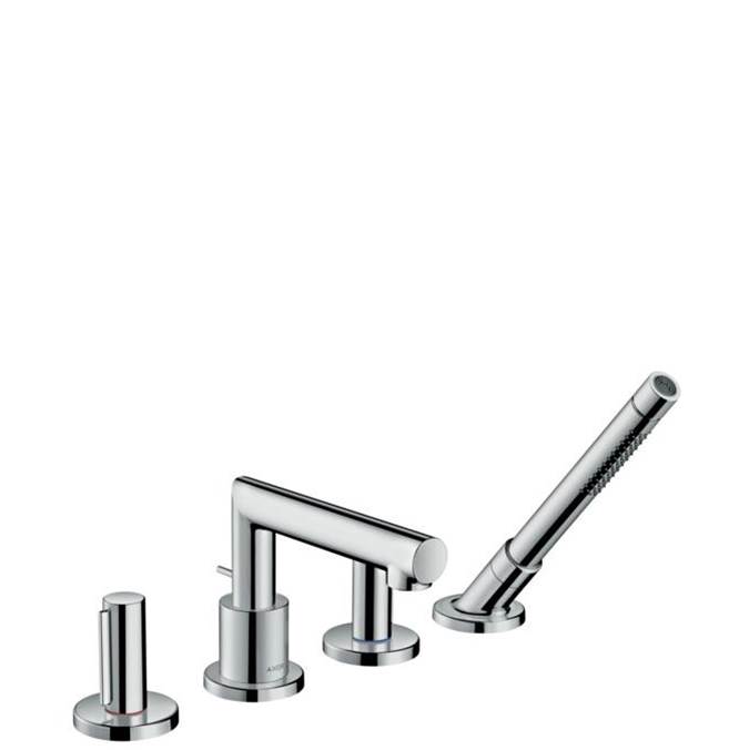 Axor Uno 4-Hole Roman Tub Set Trim with Zero Handles and 1.75 GPM Handshower in Chrome