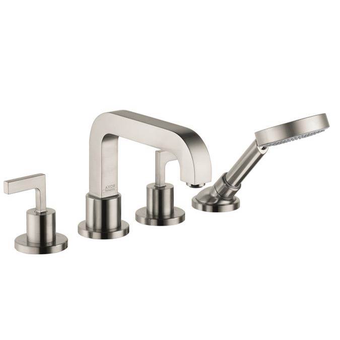 Axor Citterio 4-Hole Roman Tub Set Trim with Lever Handles and 1.75 GPM Handshower in Brushed Nickel