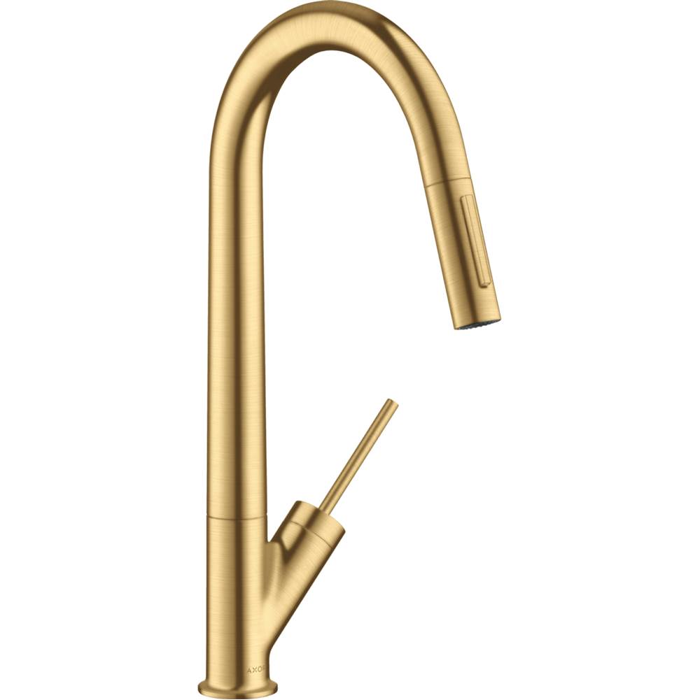 Axor Starck HighArc Kitchen Faucet 2-Spray Pull-Down, 1.75 GPM in Brushed Gold Optic