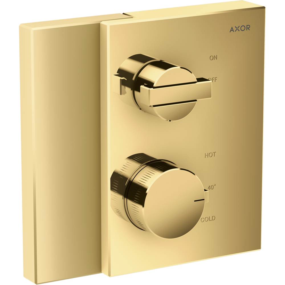 Axor Edge Thermostatic Trim with Volume Control in Polished Gold Optic