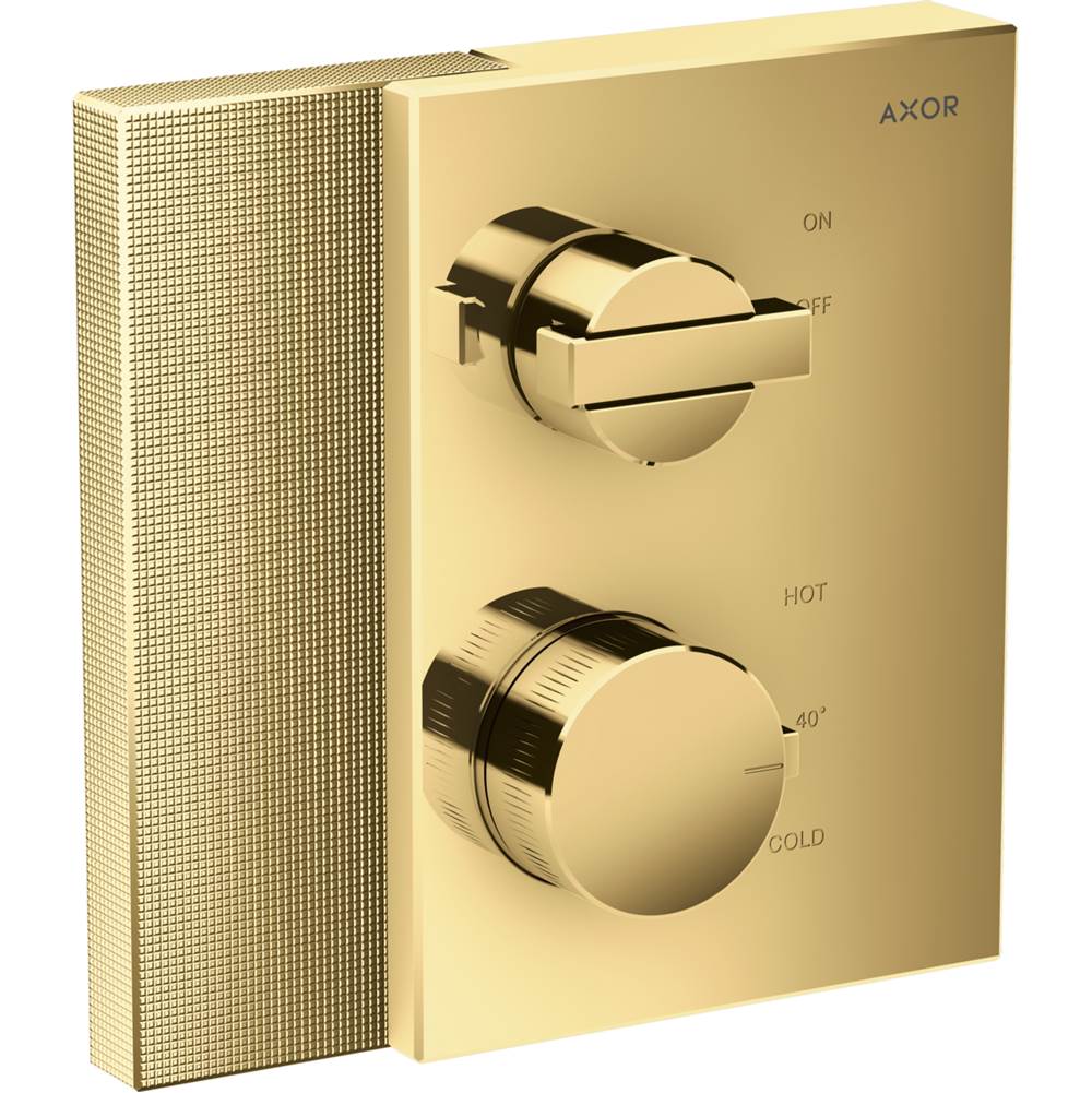Axor Edge Thermostatic Trim with Volume Control - Diamond Cut in Polished Gold Optic