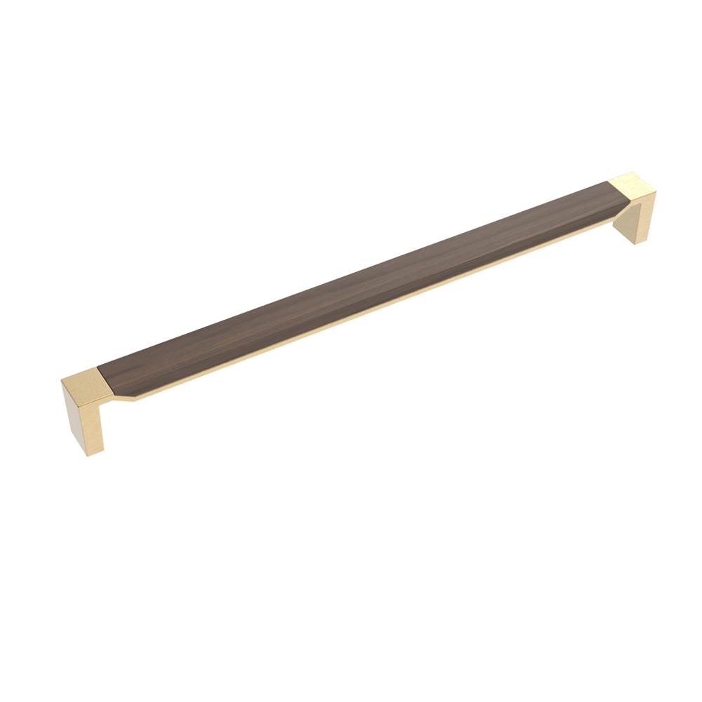 Belwith Keeler Fuse Collection Appliance Pull 18 Inch Center to Center Brushed Golden Brass with Walnut Finish