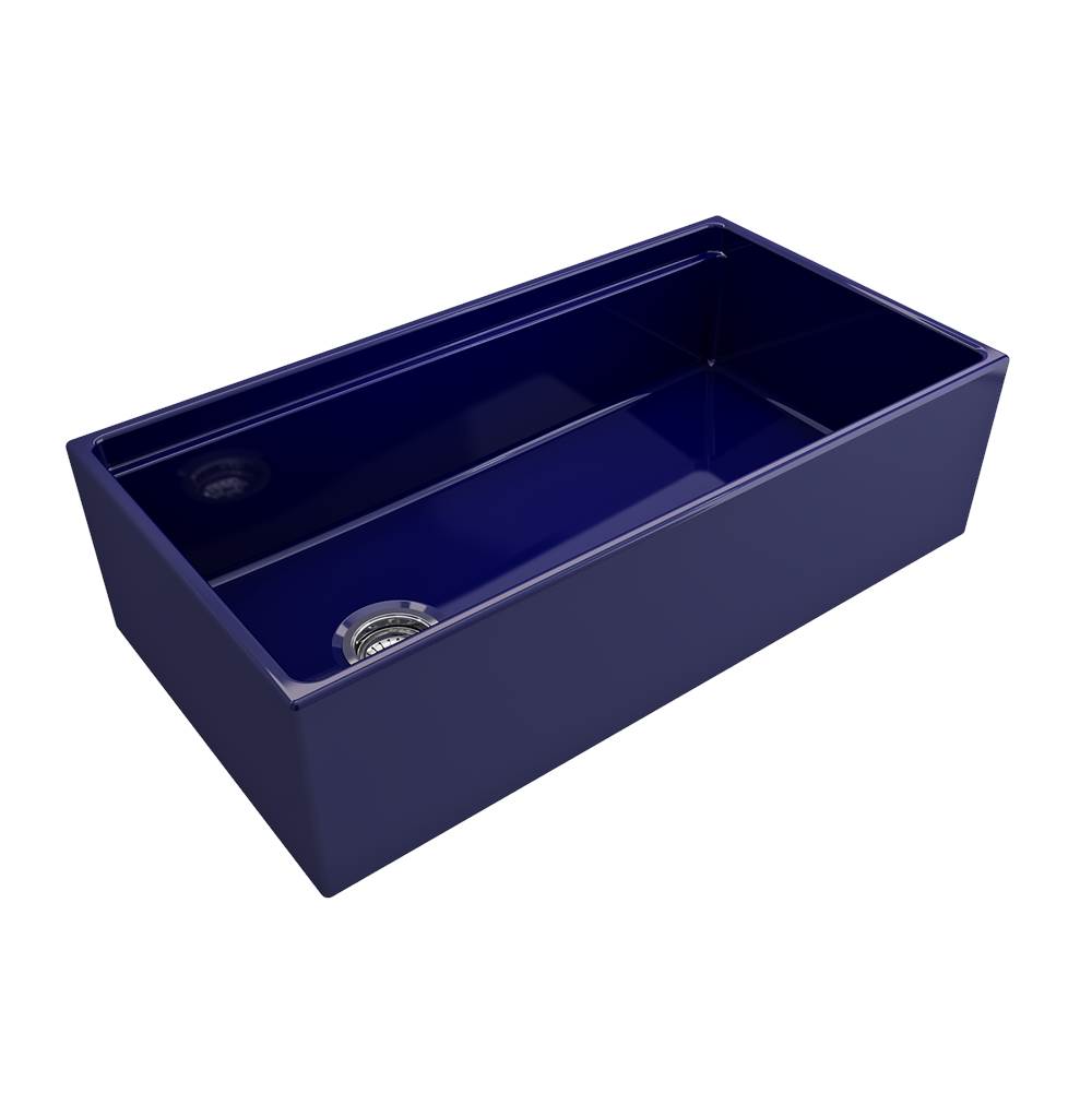 BOCCHI Contempo Step-Rim Apron Front Fireclay 36 in. Single Bowl Kitchen Sink with Integrated Work Station & Accessories in Sapphire Blue