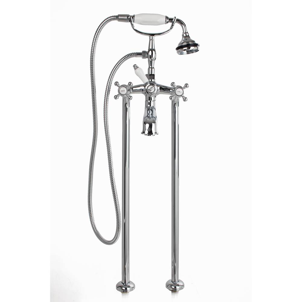 Cheviot Products 5100 SERIES Free-Standing Tub Filler - Cross Handles - Porcelain Accents