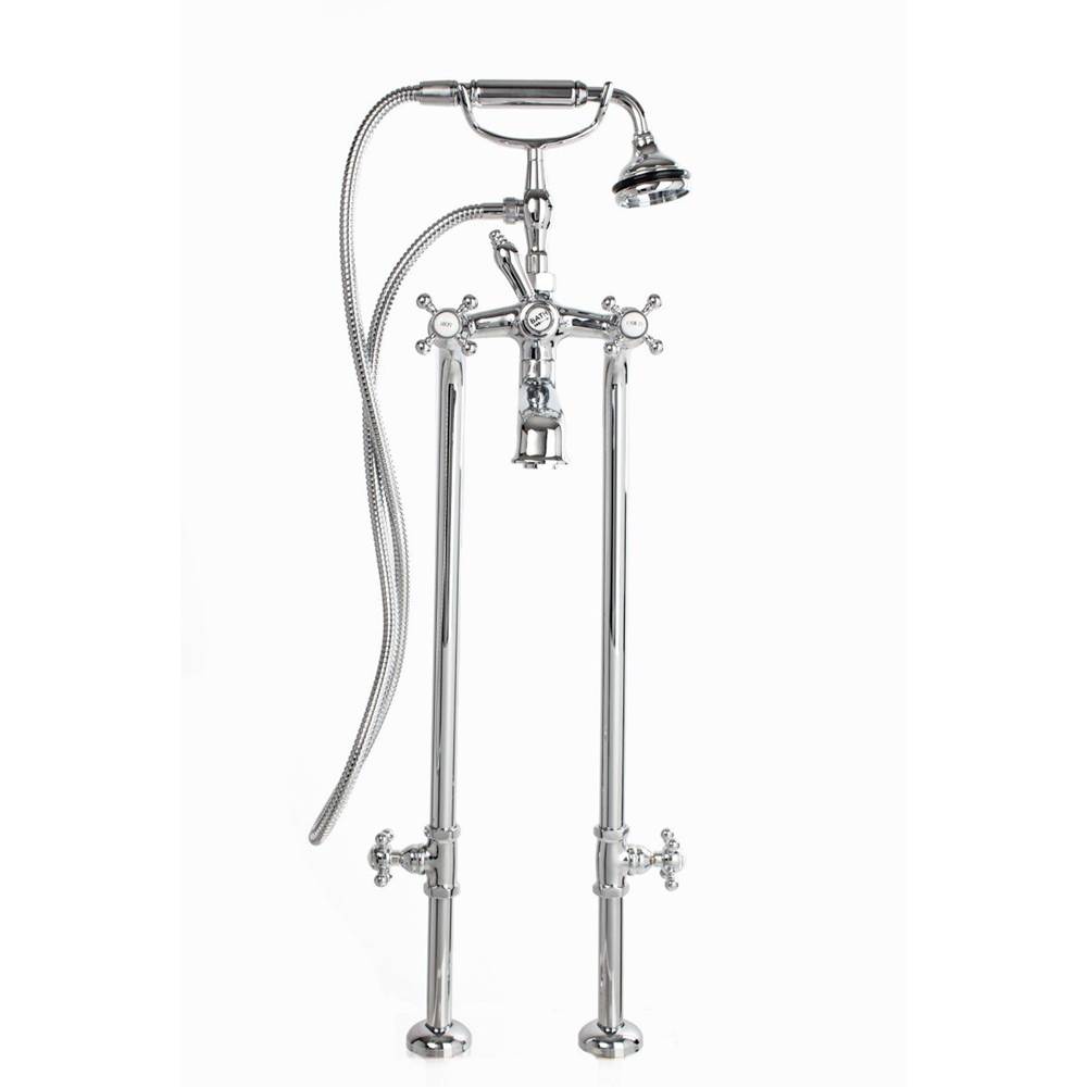 Cheviot Products 5100 SERIES Free-Standing Tub Filler with Stop Valves - Lever Handles - Metal Accents