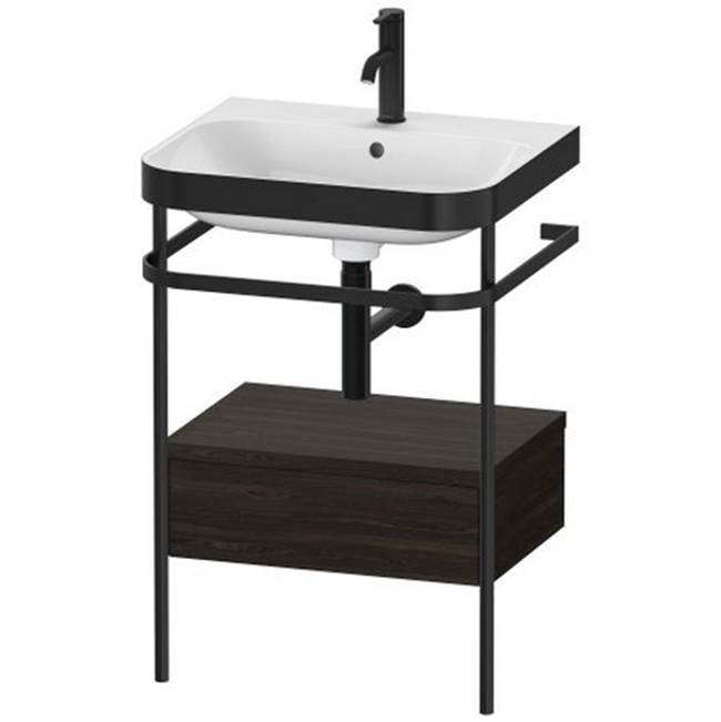 Duravit Happy D.2 Plus C-Bonded Vanity Kit with Sink and Metal Console Walnut Brushed