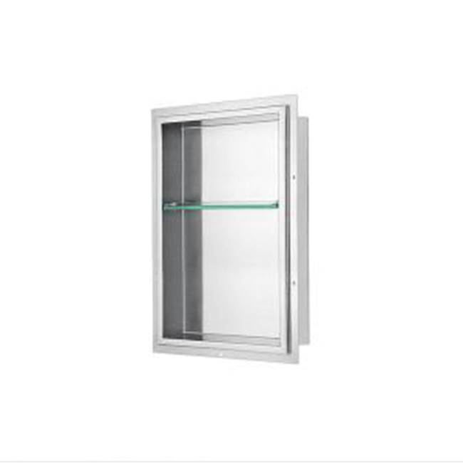 Dawn Stainless Steel Framed Shower Nickel; Size: 14''L x 4-3/8''W x 24''H (inside); Matte Gold comes with 1 glass shelf NIGS1404MAG