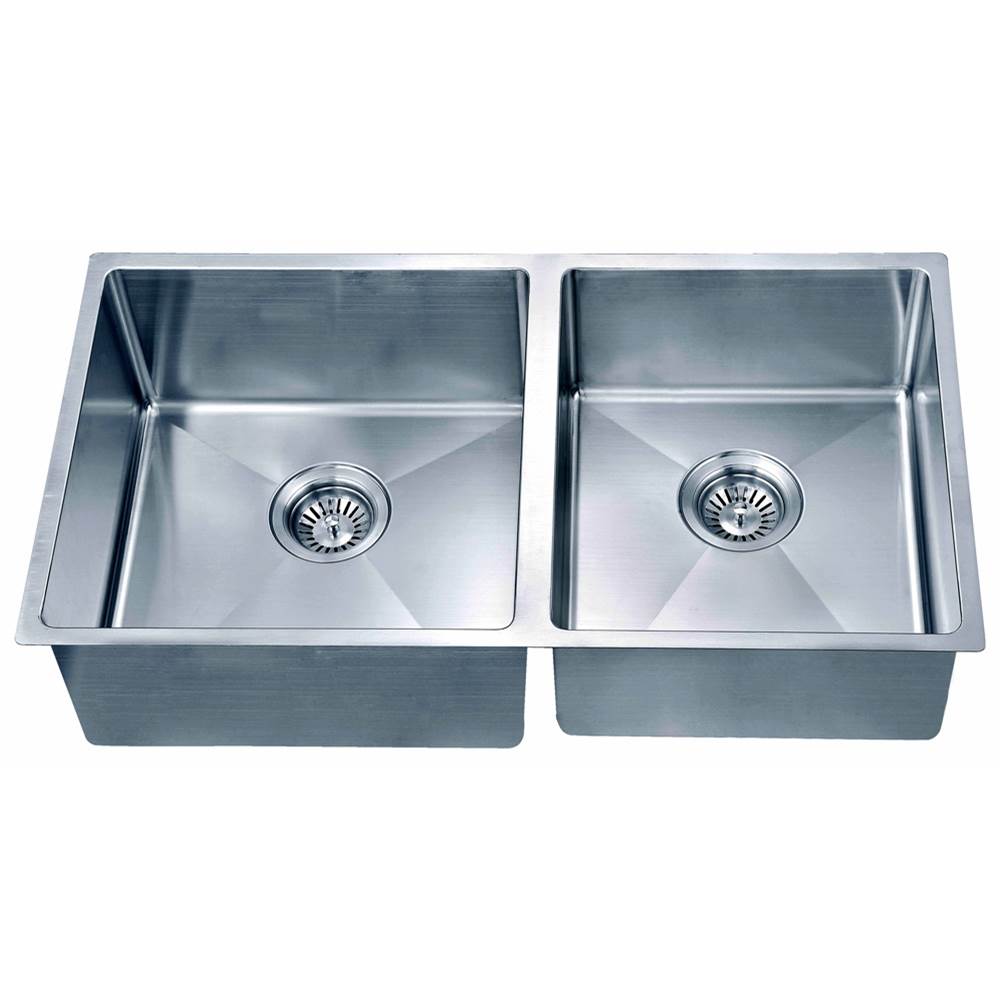 Dawn Undermount Small Radius Double Bowl (Small Bowl on Right), 18G: 31-7/8''L x 17-3/16''W x 9''D (Large)/8''D (Small) (outside)