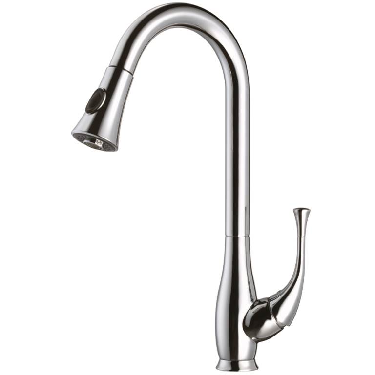 Dawn Dawn® Single lever kitchen faucet with push button pull out spray, Chrome
