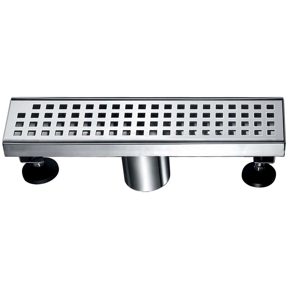 Dawn Shower linear drain--14G, 304type stainless steel, polished, satin finish: 12''Lx3''Wx3-1/8''D