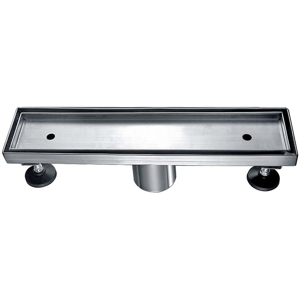 Dawn Shower linear drain--18G, 304type stainless steel, polished, satin finish: 12''Lx3''Wx3-1/8''D