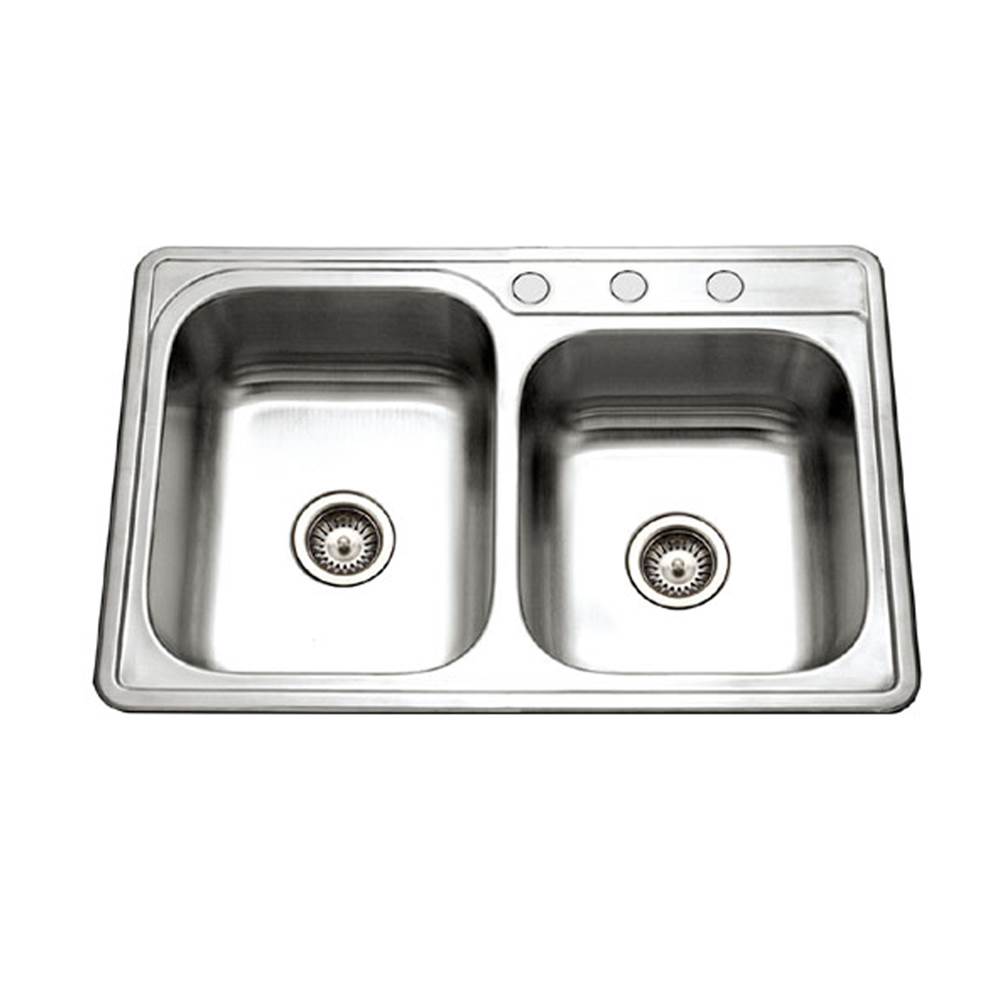 Hamat Topmount Stainless Steel 3-hole 60/40 Double Bowl Kitchen Sink
