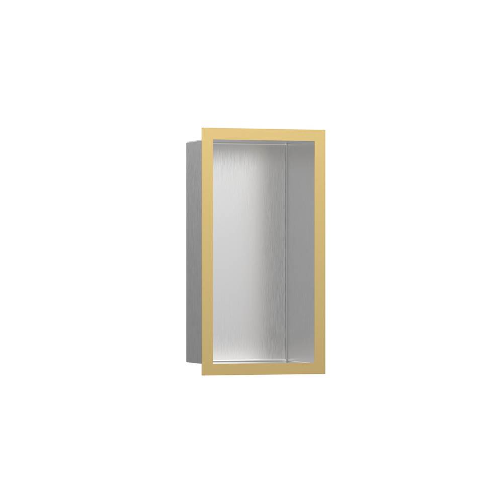 Hansgrohe XtraStoris Individual Wall Niche Brushed Stainless Steel with Design Frame 12''x 6''x 4''  in Polished Gold Optic