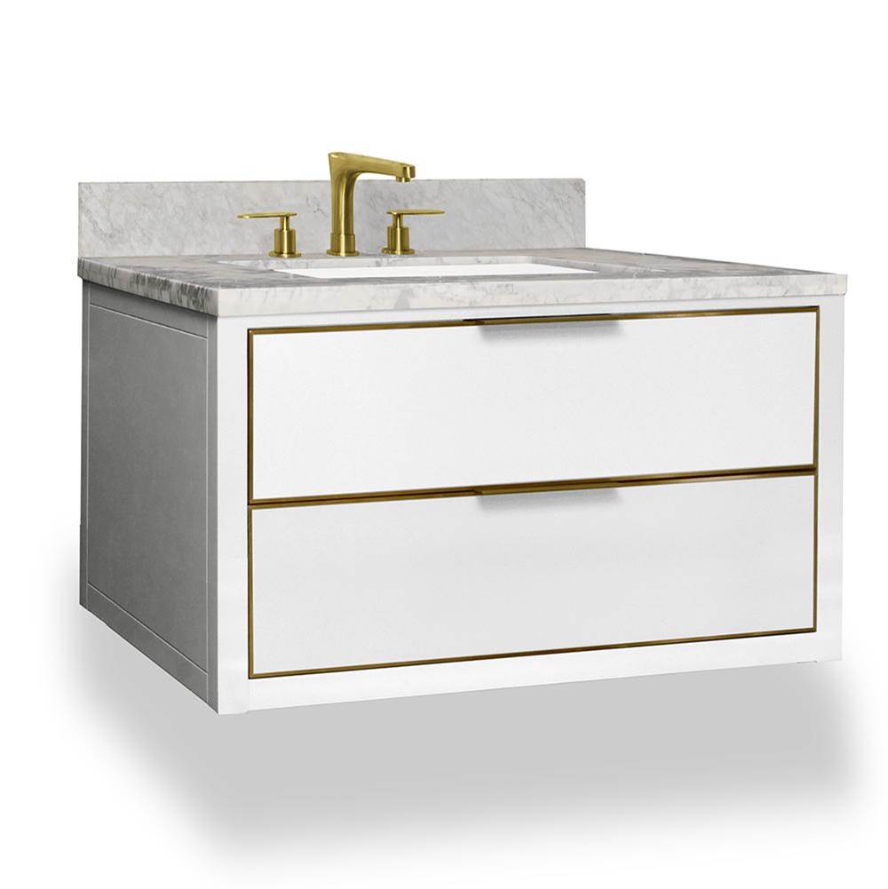 Icera Muse Wallhung Vanity 36-in, Ocean Grey with Satin Brass