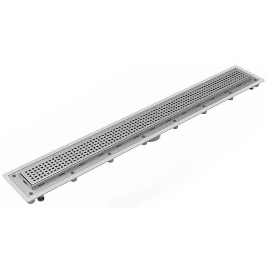 Infinity Drain 36'' Complete Universal Infinity Drain™ Kit with PVC Channel and Squares Pattern Grate in Polished Stainless